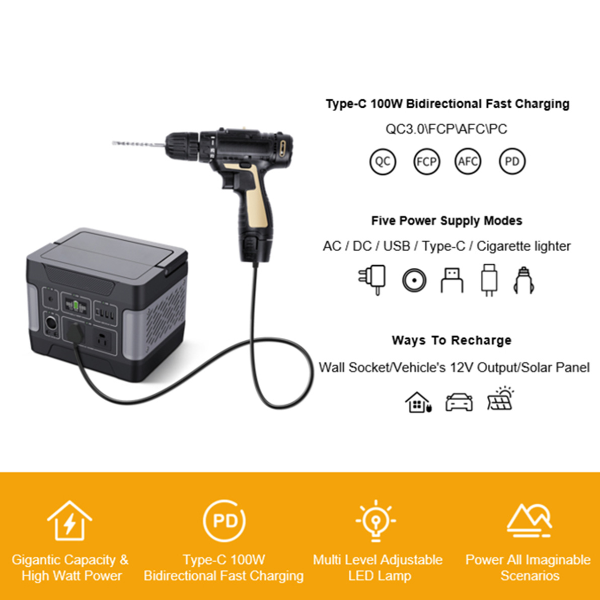 چارج کرنے کے لیے 400W انرجی سٹوریج ایمرجنسی سولر جنریٹر